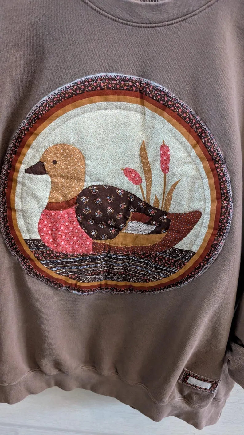 Farm GIRL & Geese Vintage Print Crewneck