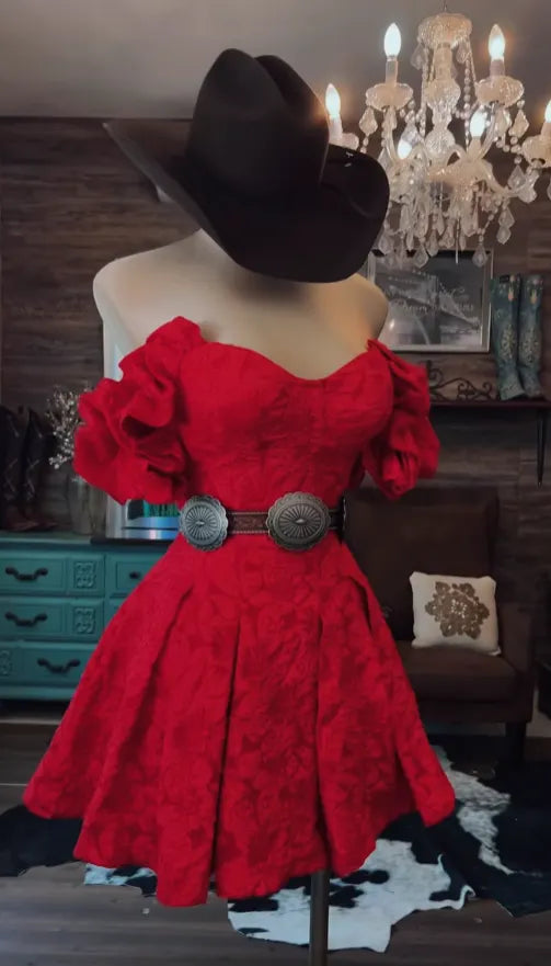 Western Off-Shoulder Mini Ruffle Dress