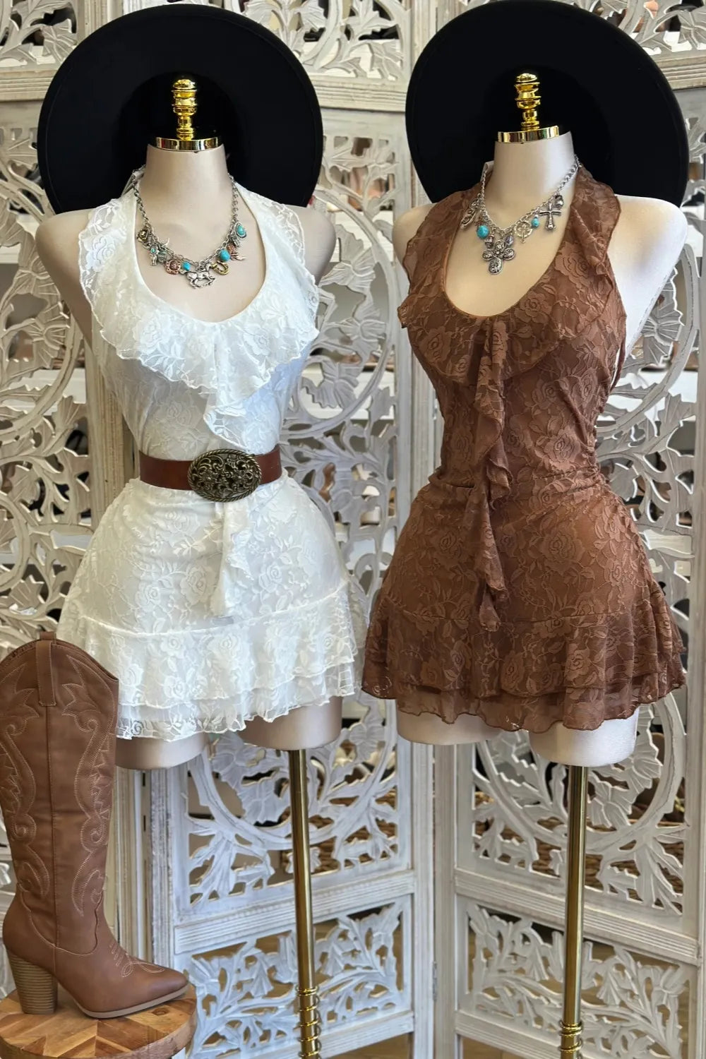 Delicate Lace Mini Dress- Estira, Stretchy