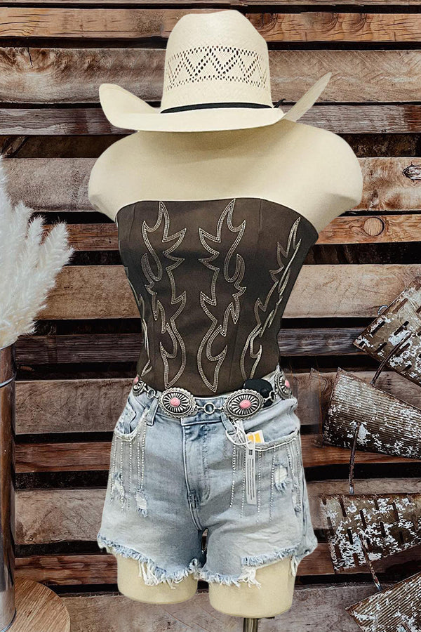 Vintage Western Pattern Bandeau Tank Top