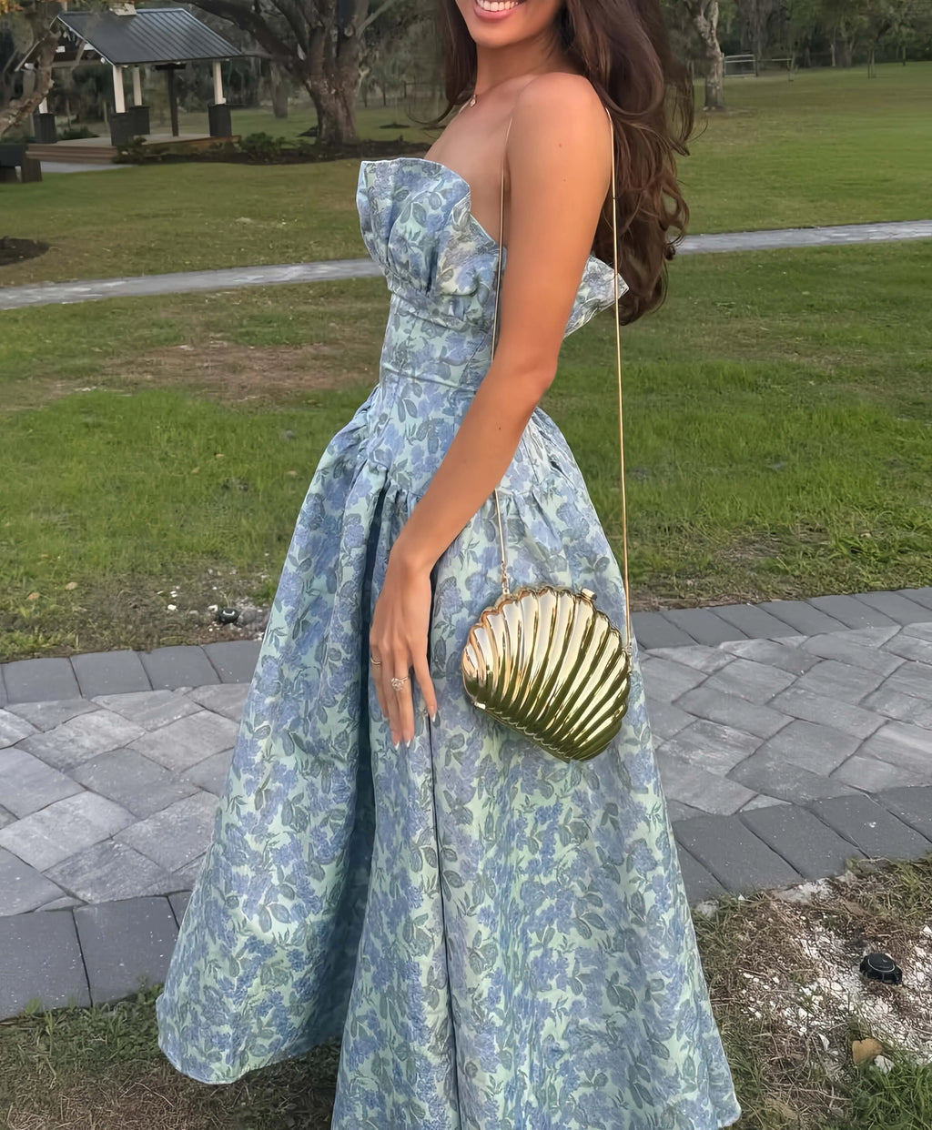 Jacquard Asymmetrical Floral Dress