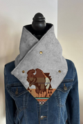 Women's Western Grey Denim Warm Neck Hood Warm Neck Cover