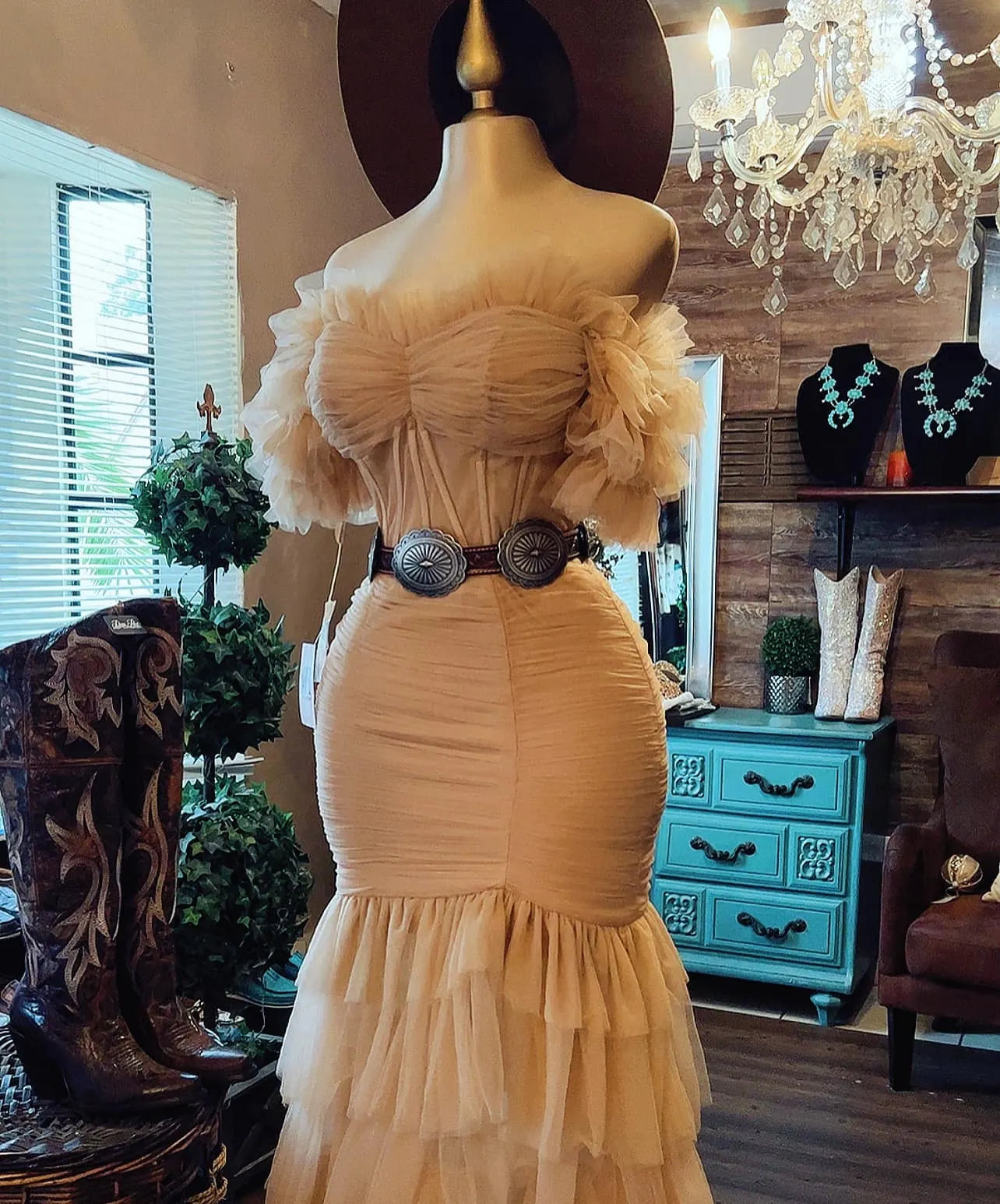 New Western Classic Tull corset Dress-khaki