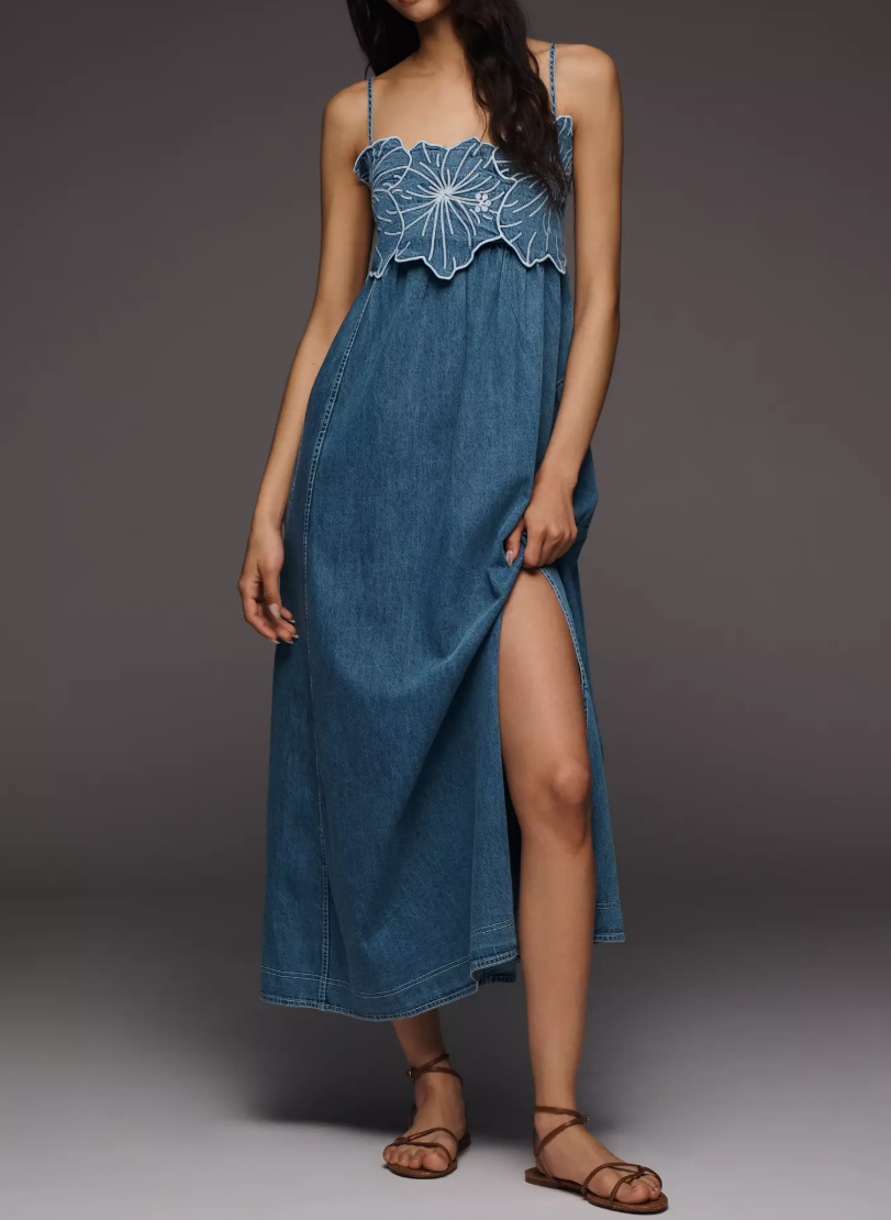 Pilcro Bouquet Embroidered Maxi Dress
