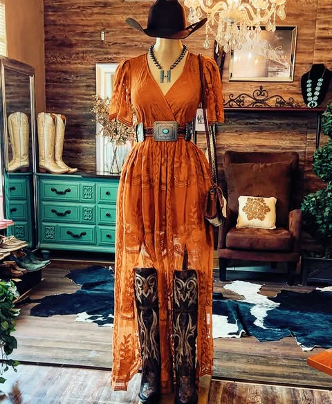 Boho Western Embroidered Mesh Maxi Dress