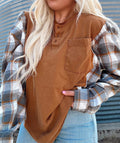 Upcycled Blue Collar Patchwork Top