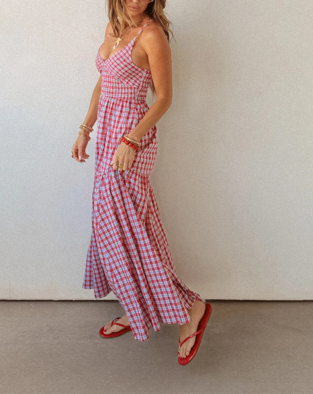 Cape May Red Gingham  Maxi Dress