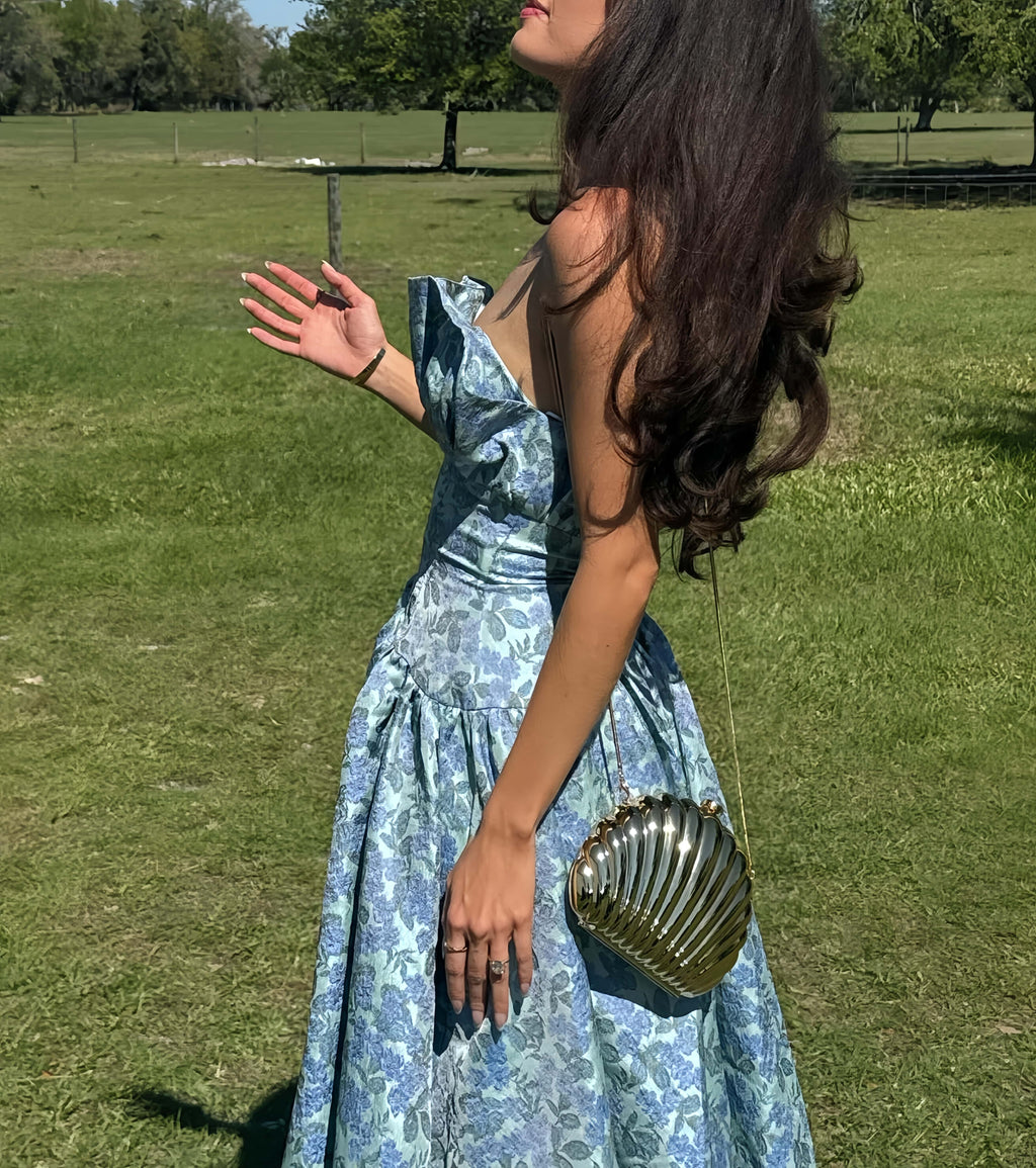 Jacquard Asymmetrical Floral Dress