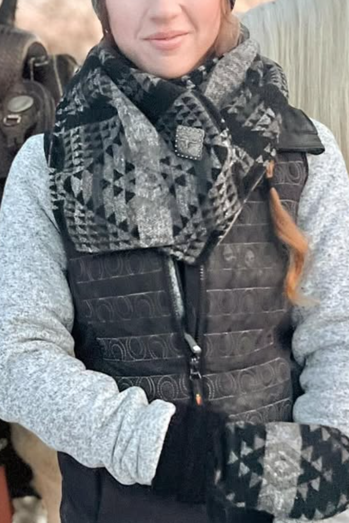 Western Cowboy Aztec Scarf with Matching Headband