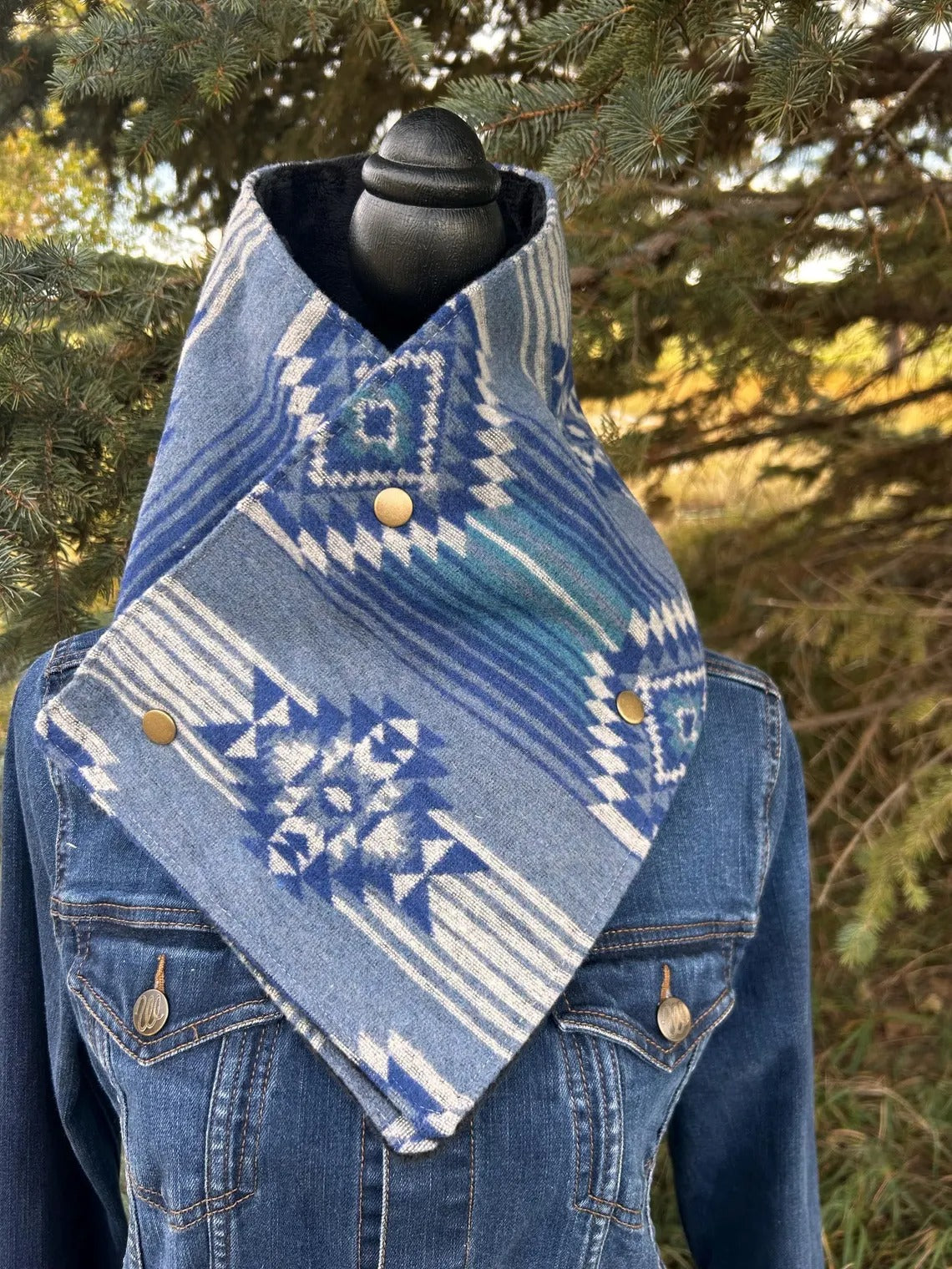 Cowl Neck Warmer Wool Bandana Rustic Scarf