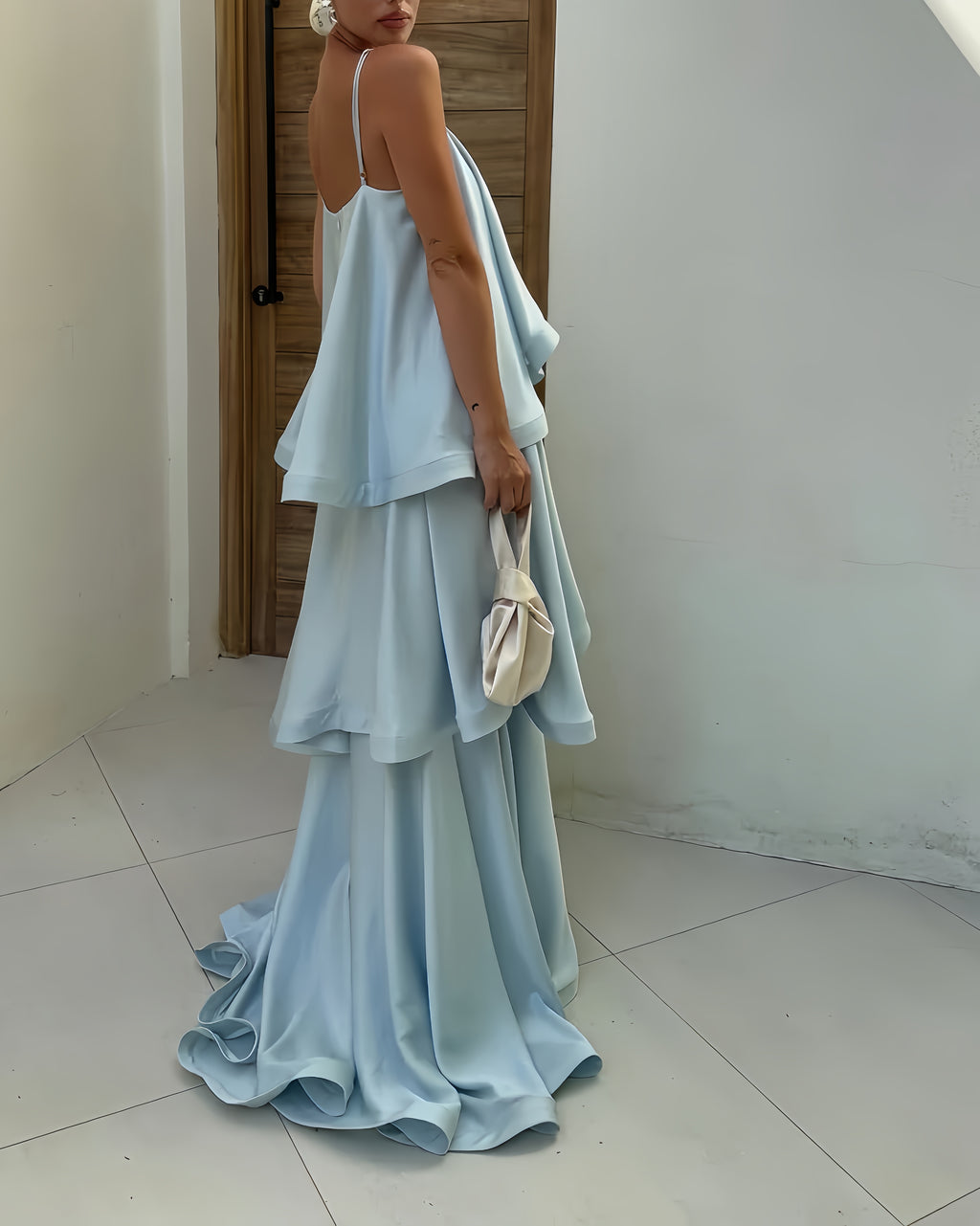 Sky Blue Chic Layered Maxi Dress