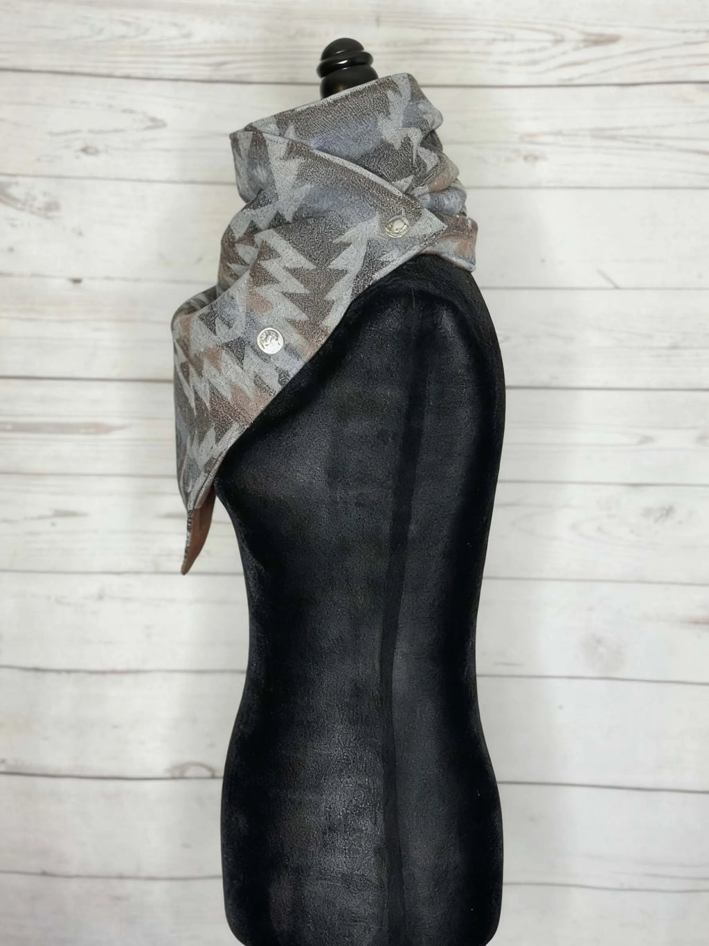 Light Grey Aztec Warm Neck Hood