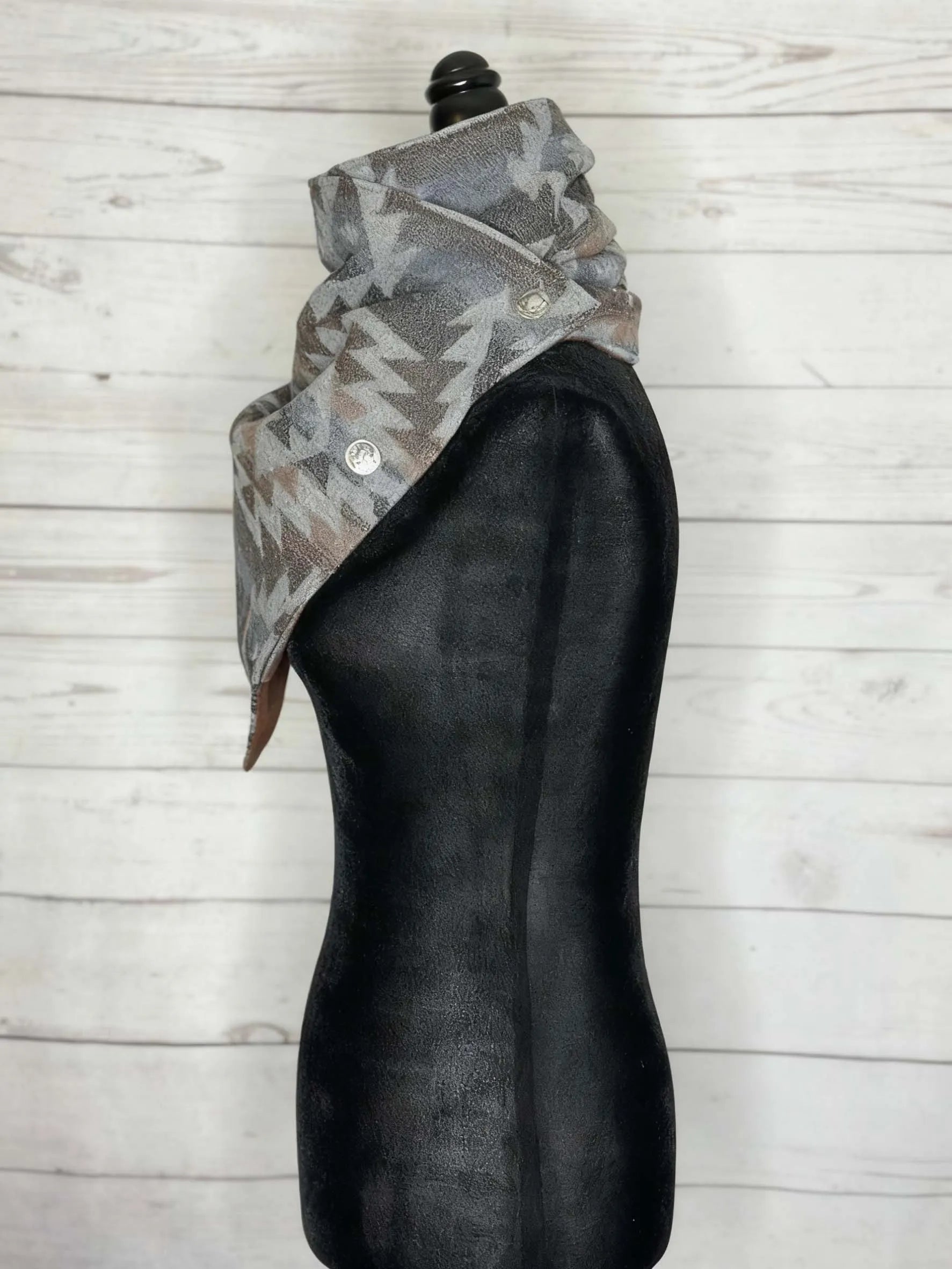 Light Grey Aztec Warm Neck Hood