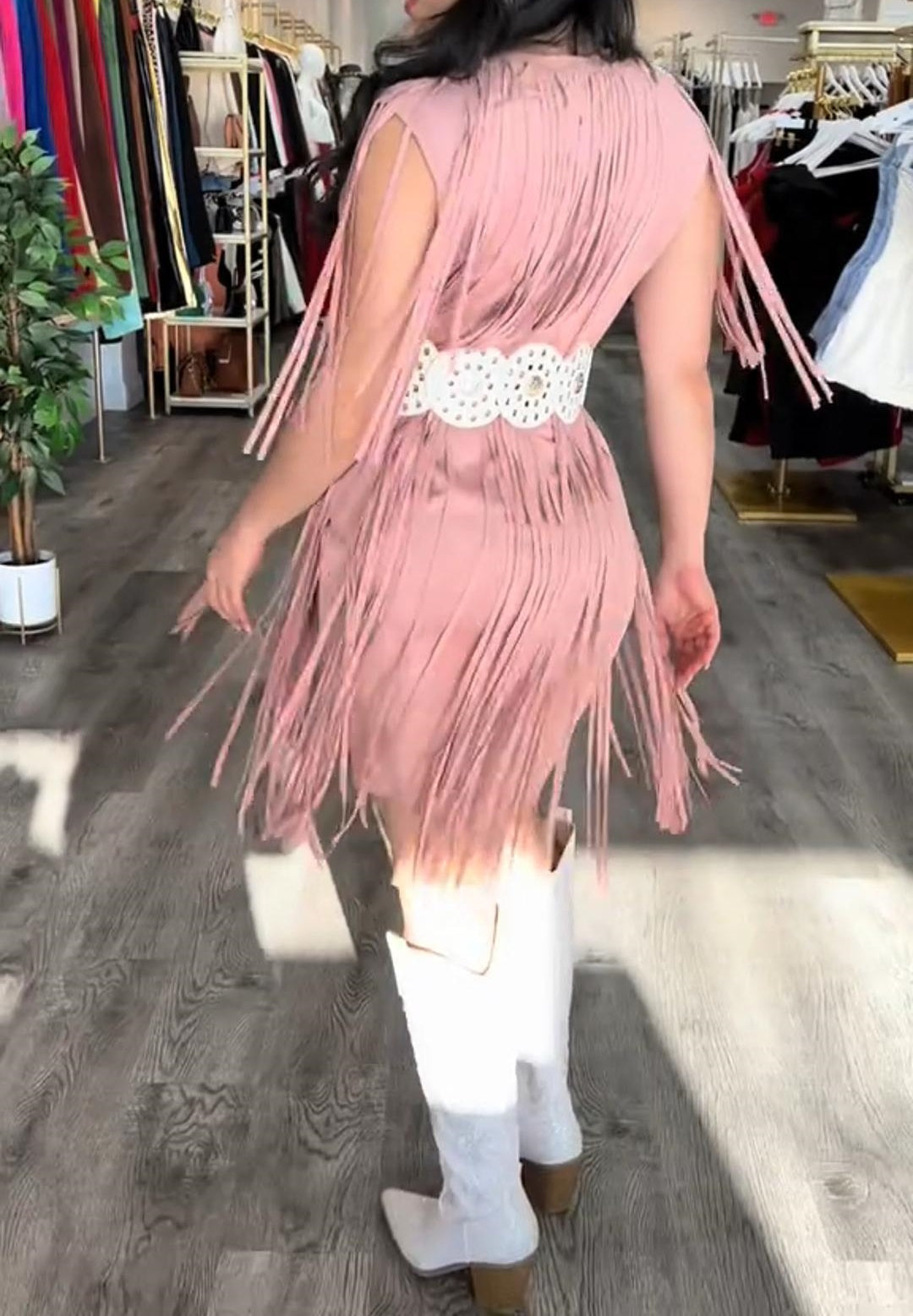 Western Sleeveless Long Fringes Dress