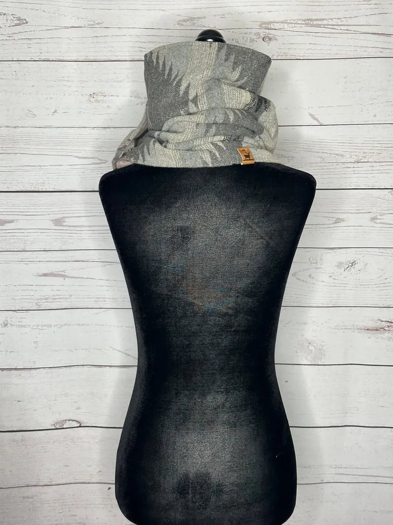 Grey Western Aztec Warm Neck Hood