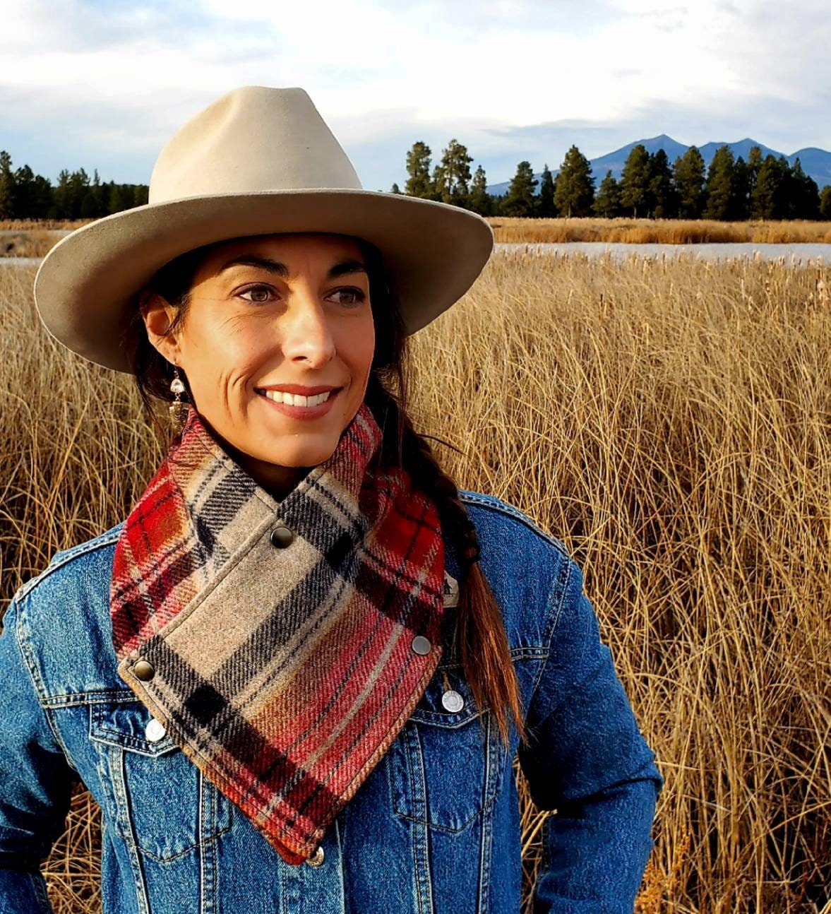Wool Cowl Scarf - Vintage Stewart Tartan