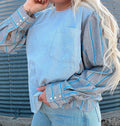 Blue Collar x Pearl Snaps Patchwork Top