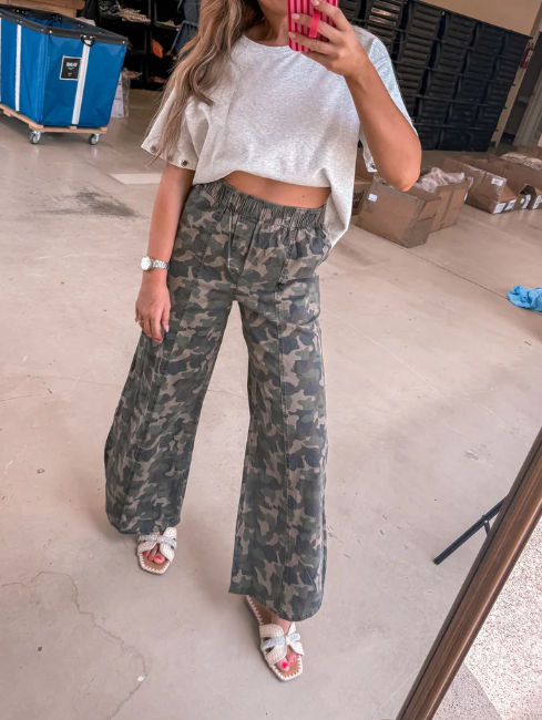 The Sagebrush Camo Barrel Jeans