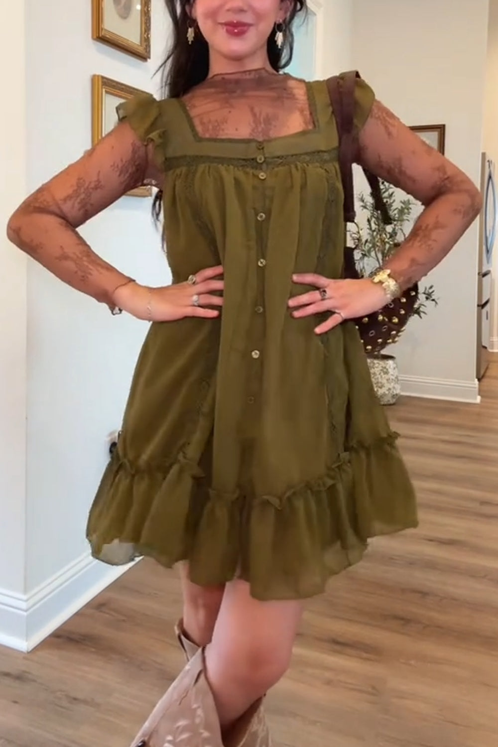 Women's Summer Button Lace Dress
