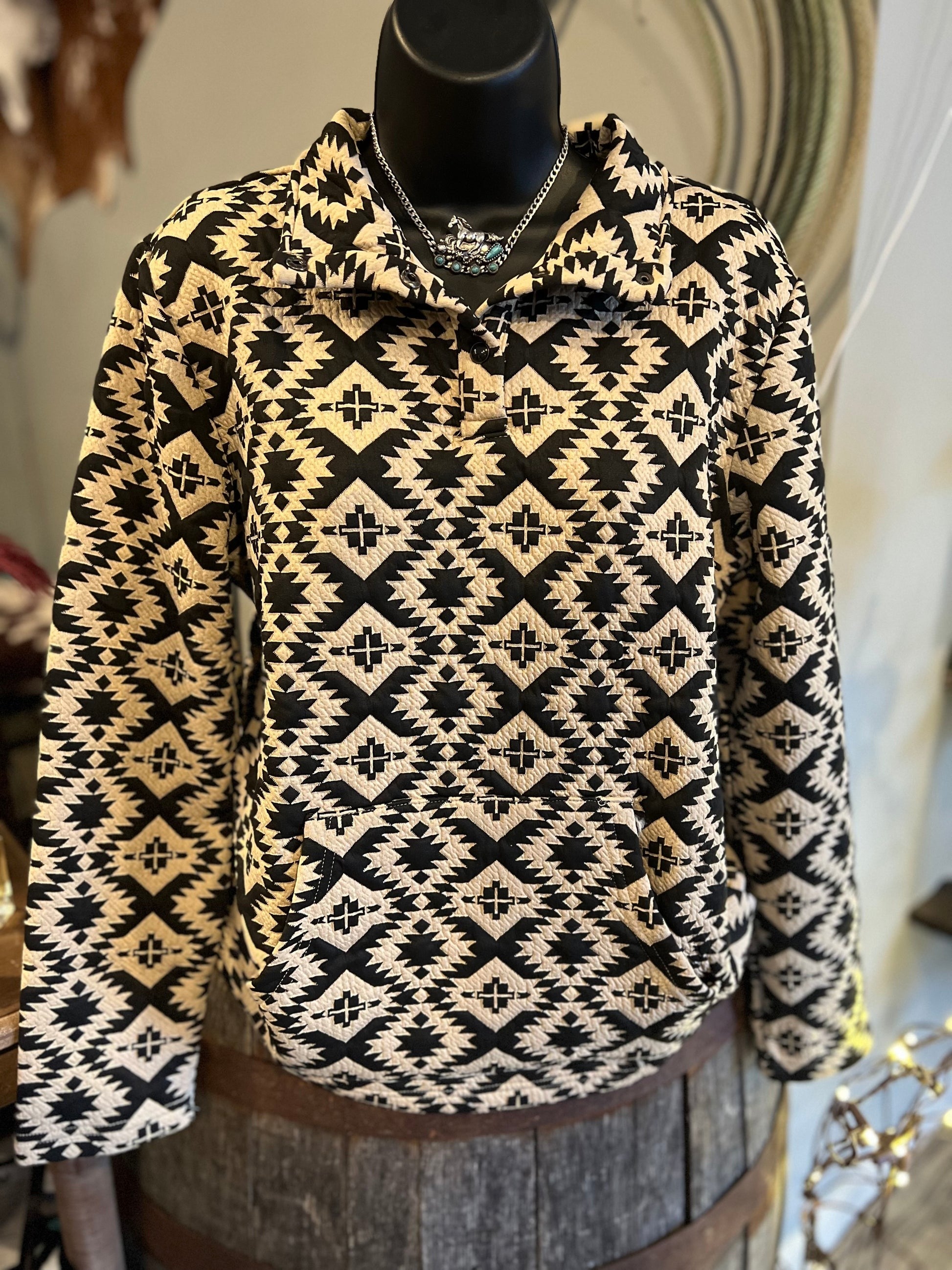 Women's Vintage Western Print Top