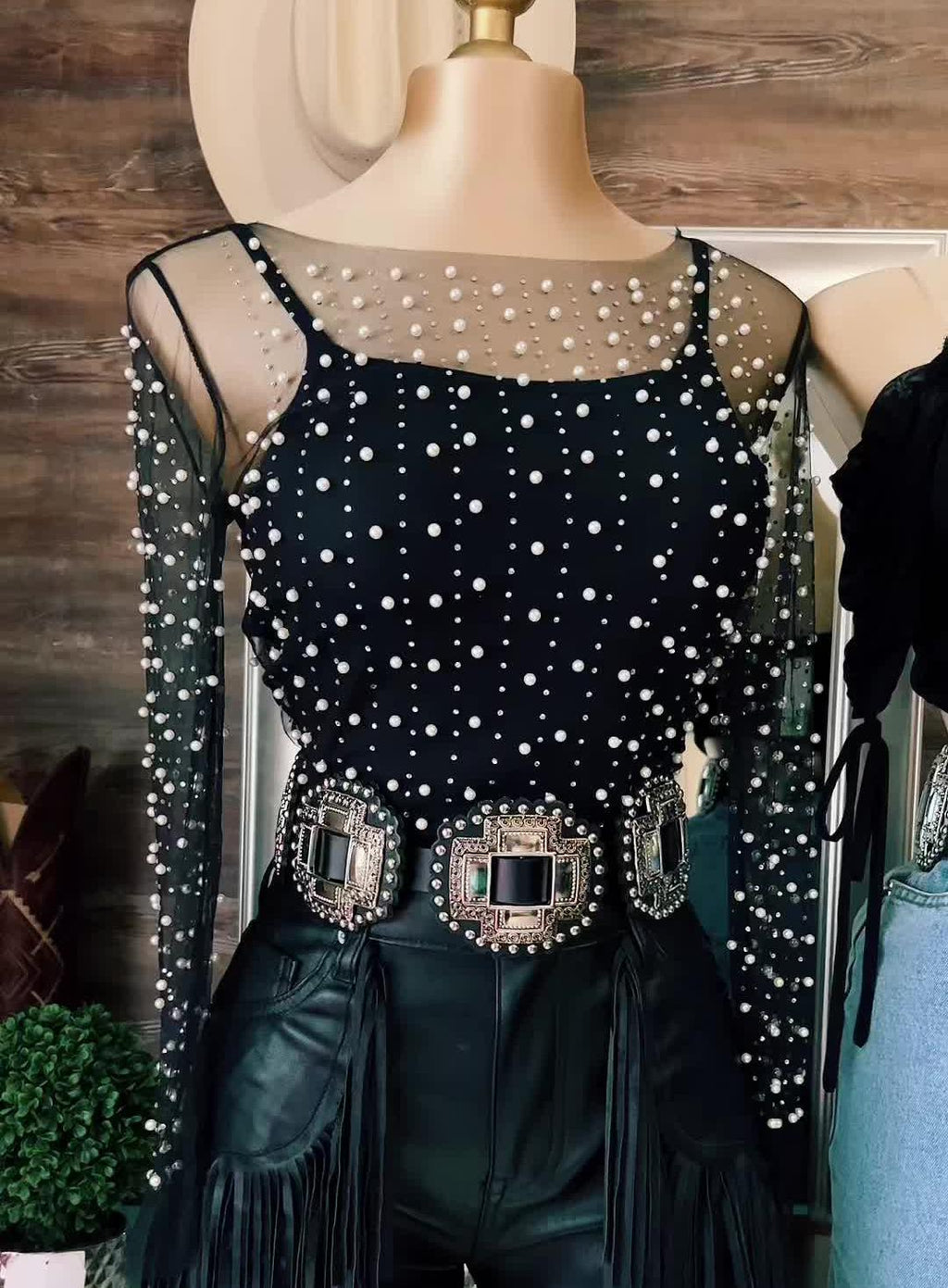 Mesh Pearl Layering Top
