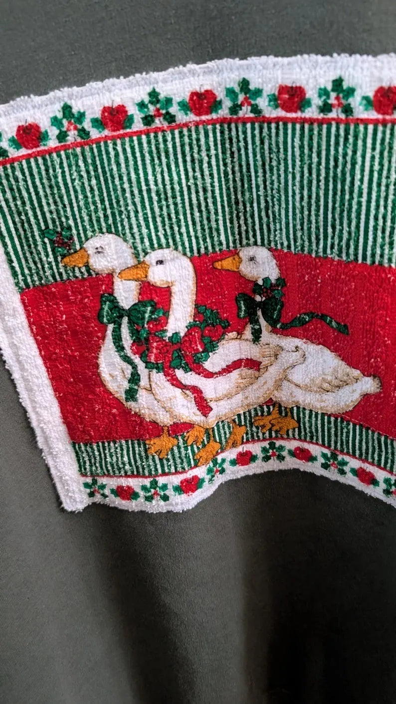 Vintage Christmas GEESE Upcycle Crewneck