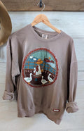Farm GIRL & Geese Vintage Print  Crewneck