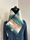 Women's Western Green and Gray Aztec Warm Neck Hood9