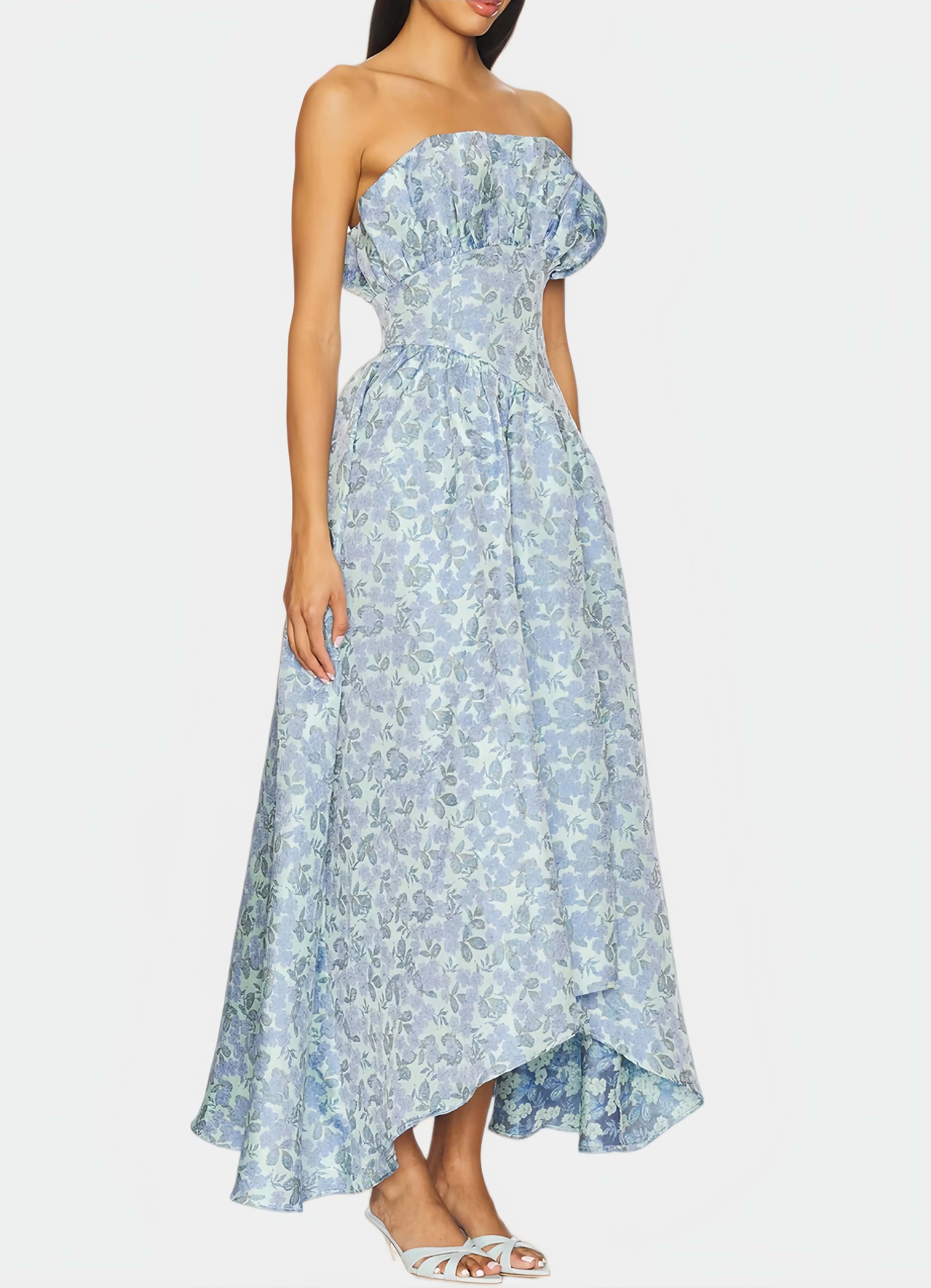 Jacquard Asymmetrical Floral Dress
