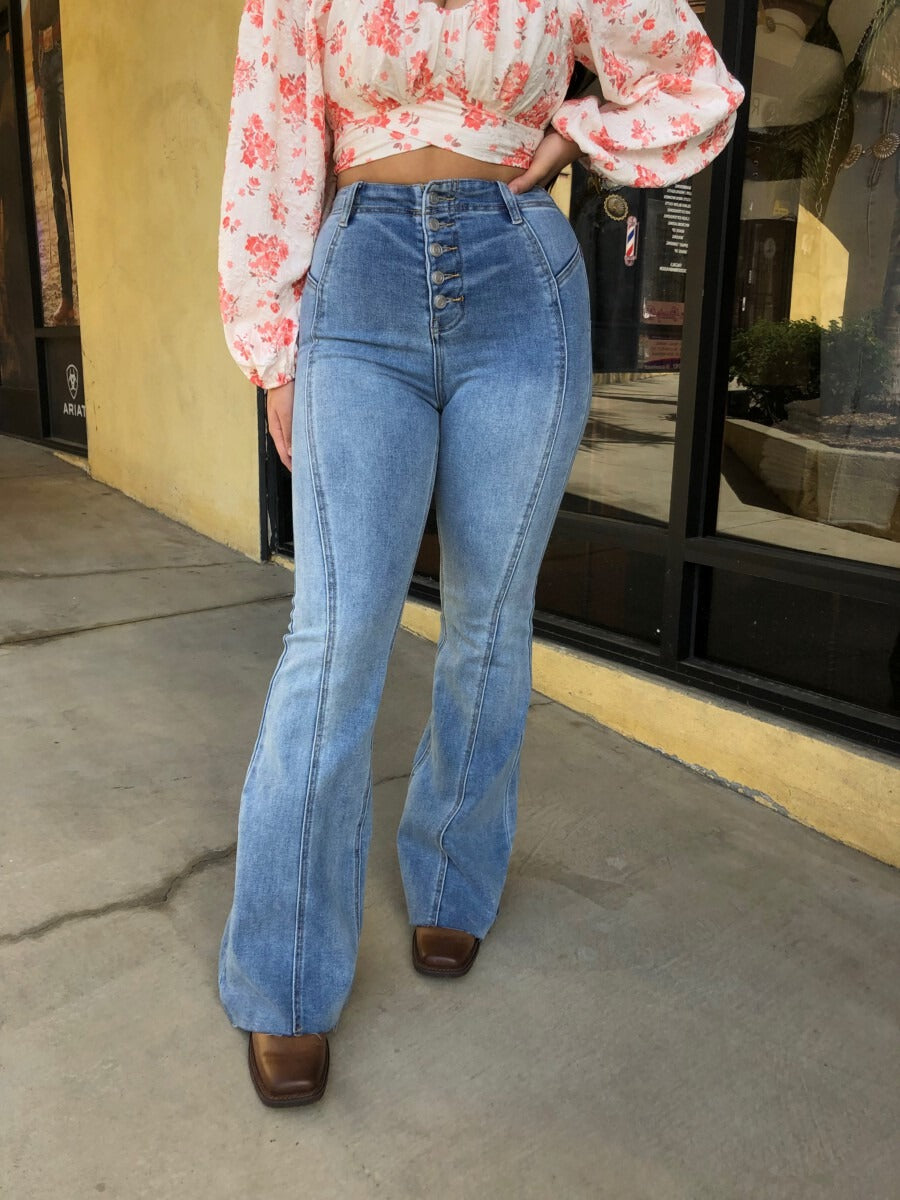 Nova” High Rise Flare Jeans