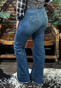 Women's Olivia Light Wash High Rise Stretch Wide Leg Trouser Jeans