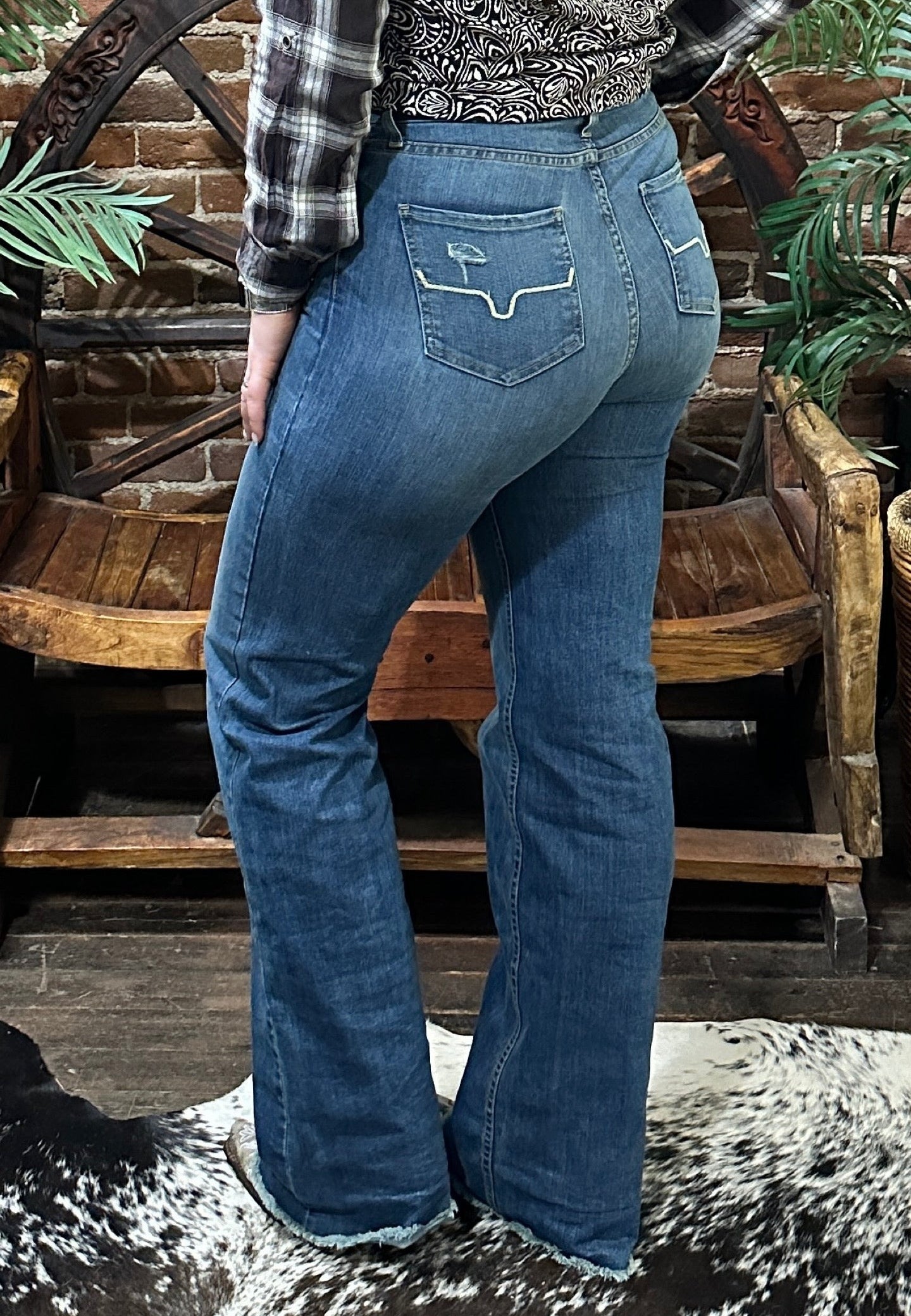 Women's Olivia Light Wash High Rise Stretch Wide Leg Trouser Jeans