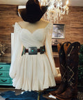 Women's White Comfortable Long Sleeve Dress