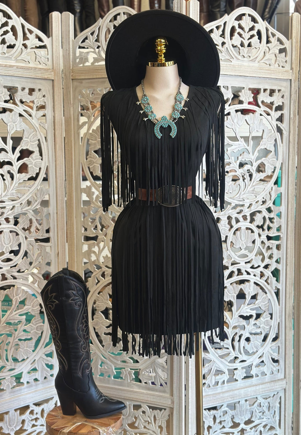 Western Sleeveless Long Fringes Dress