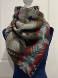 SOUTH WESTERN BROWN Western Aztec Warm Neck Hood