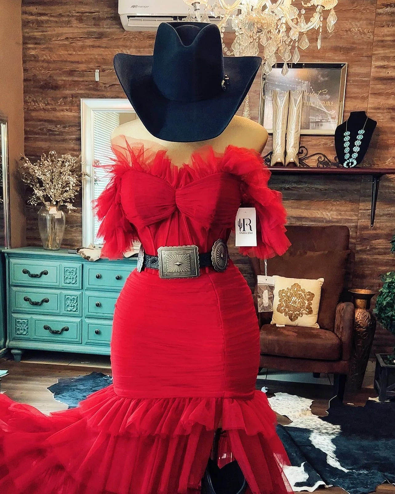 New Western Classic Tull corset Dress-Red