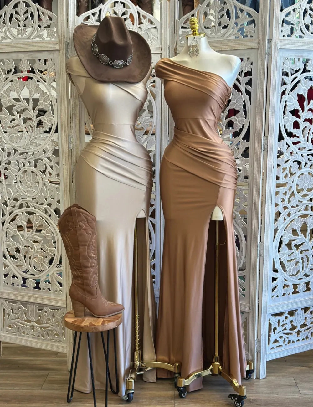 Draped One Sleeve Gown Dress- Stretchy