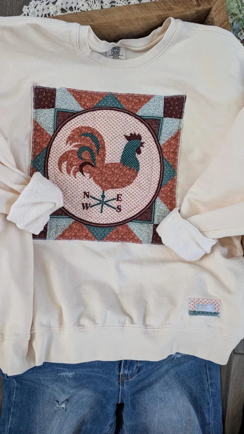 WEATHERVANE Rooster Cranston Print Crewneck