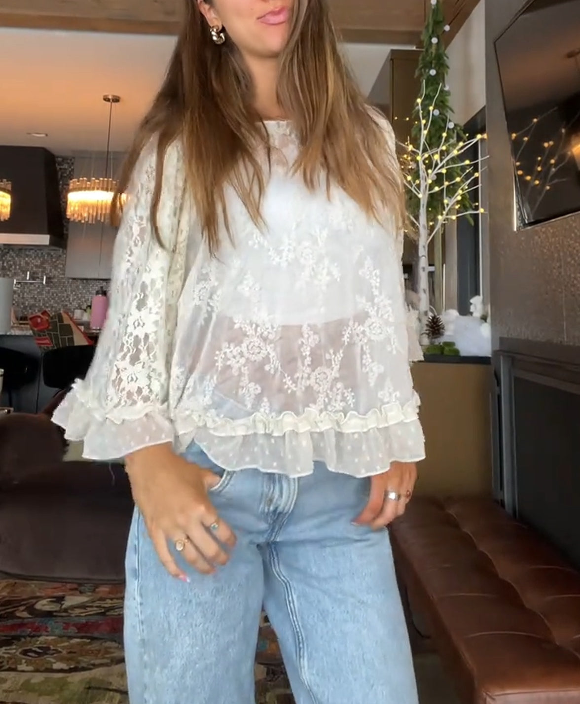 Women's Lace Openwork Top