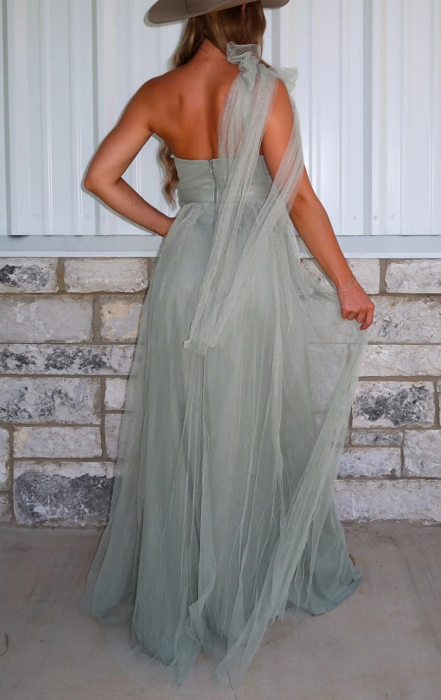 Southem Sage One Shoulder Dress