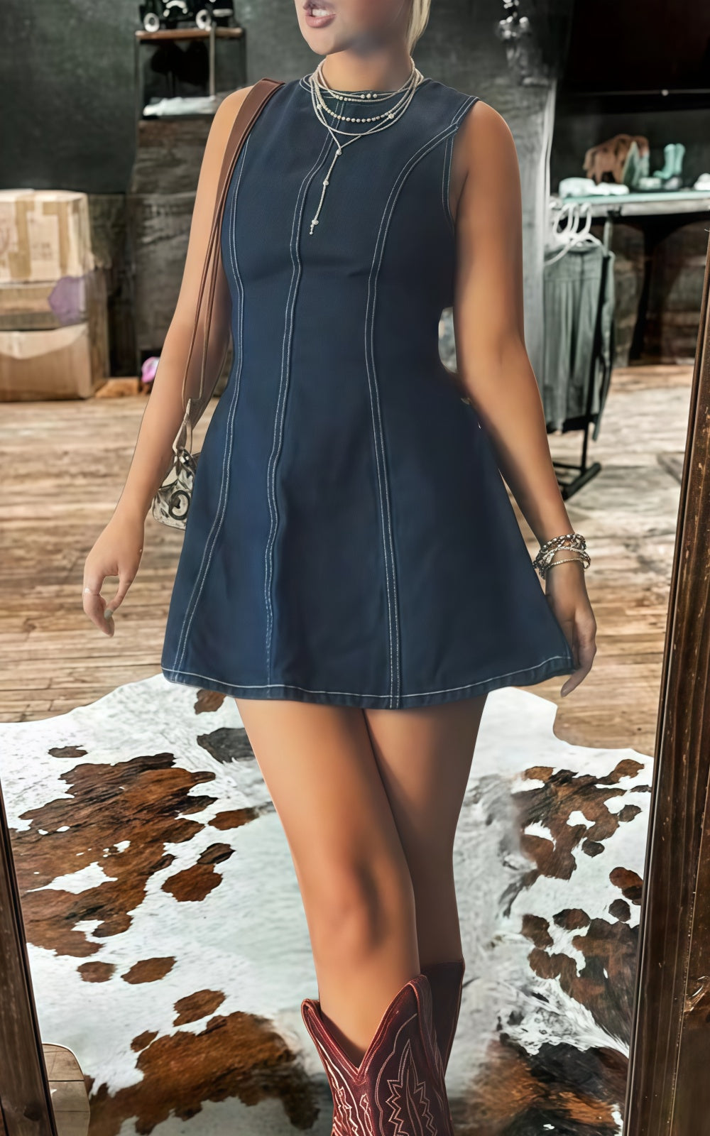Women's Short Sleeve Denim Dress
