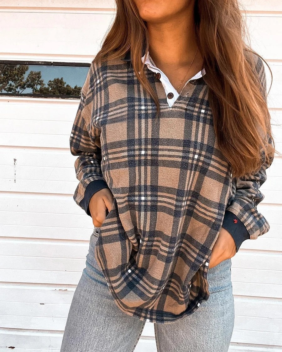 Patchwork Plaid Shirt d6f2