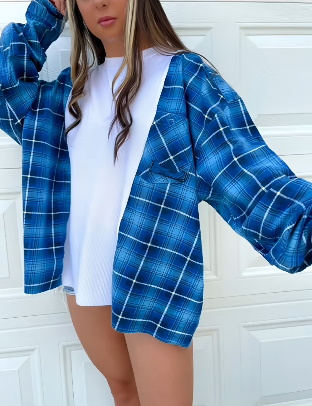 Women's Autumn Plaid Colorblock Top