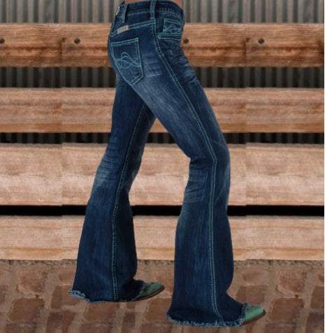 Cowgirl Tuff Turquoise Hurricane Trouser Jeans