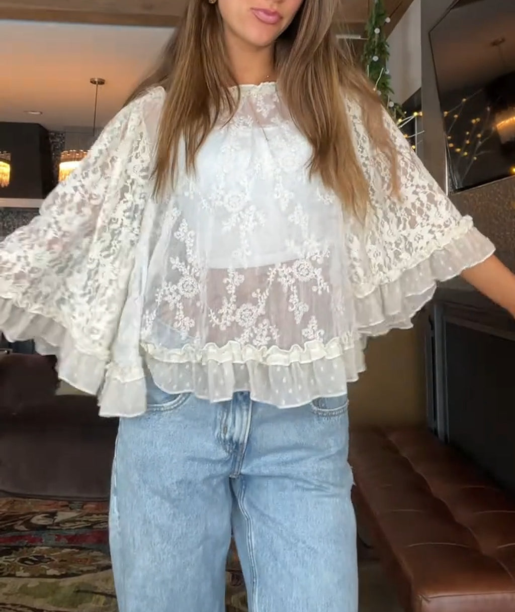 Women's Lace Openwork Top
