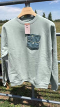 Western Jeans Pocket Pullover Top