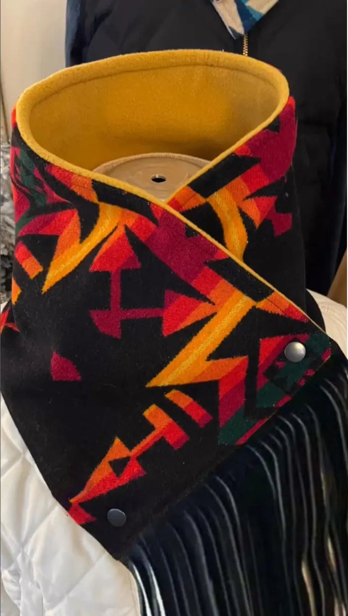 Women's Western Fringed Scarf - Aztec Pattern