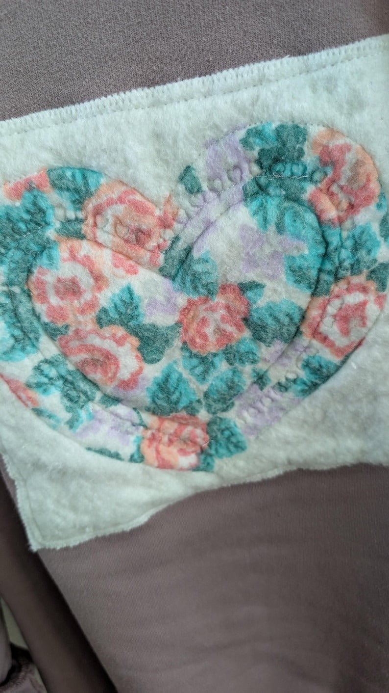 FLORAL Heart Print on Lilac Crewneck