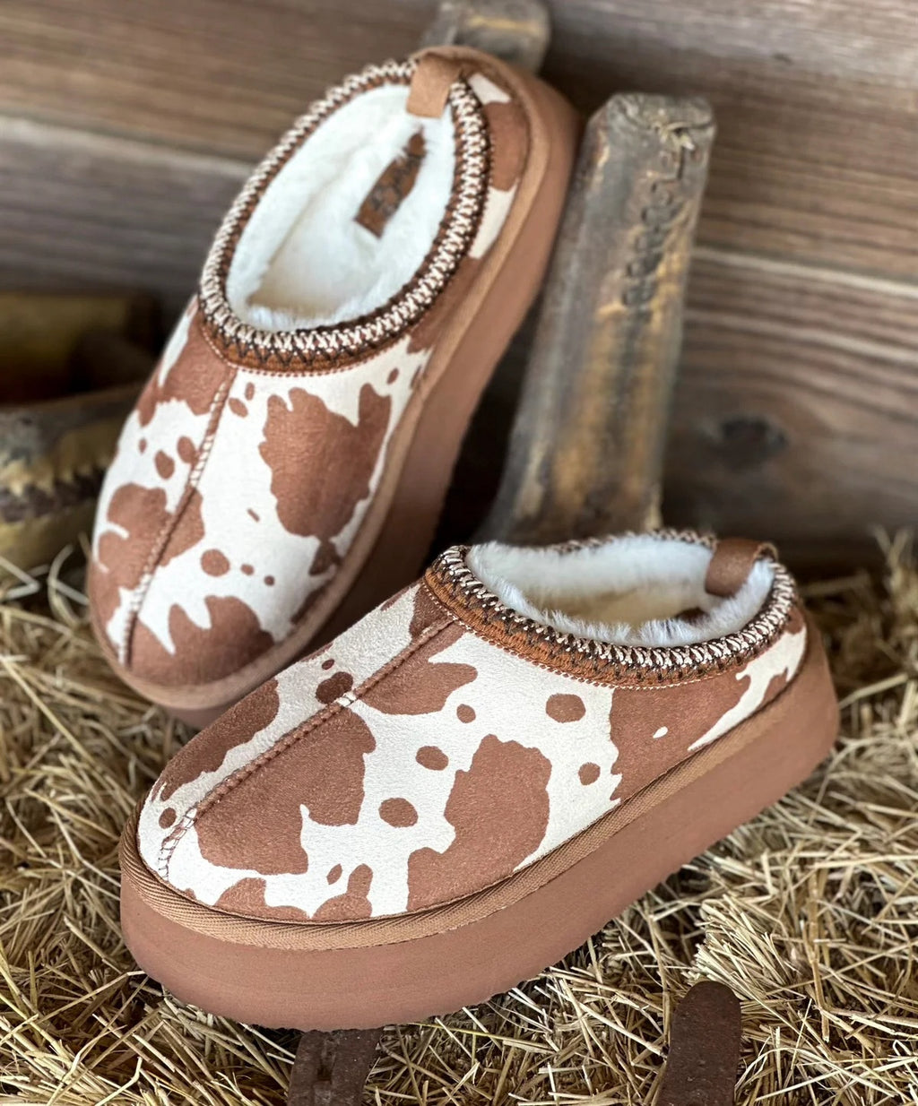 Women's Faux Fur Warm Winter Mules Cozy Charlie Slip On ~ Cream & Tan