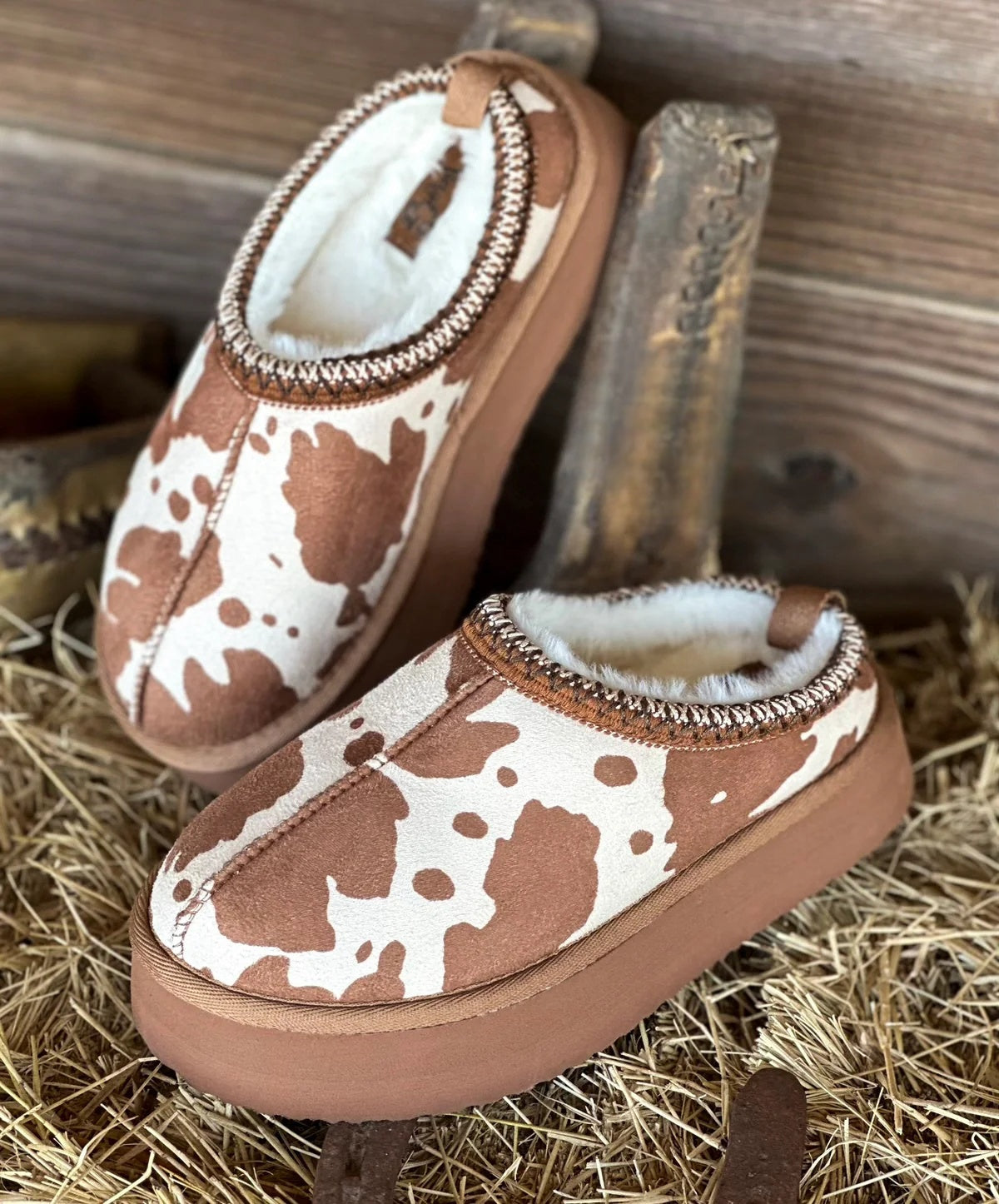 Women's Faux Fur Warm Winter Mules Cozy Charlie Slip On ~ Cream & Tan
